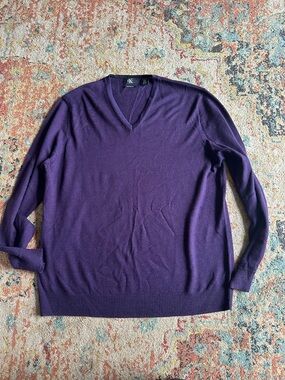 Calvin Klein V Neck 100% Merino Wool Sweater XL